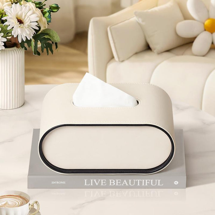 TissuLuxe Oval – Leather Tissue Box Cover for Living Room, Car & Office | Stornfield