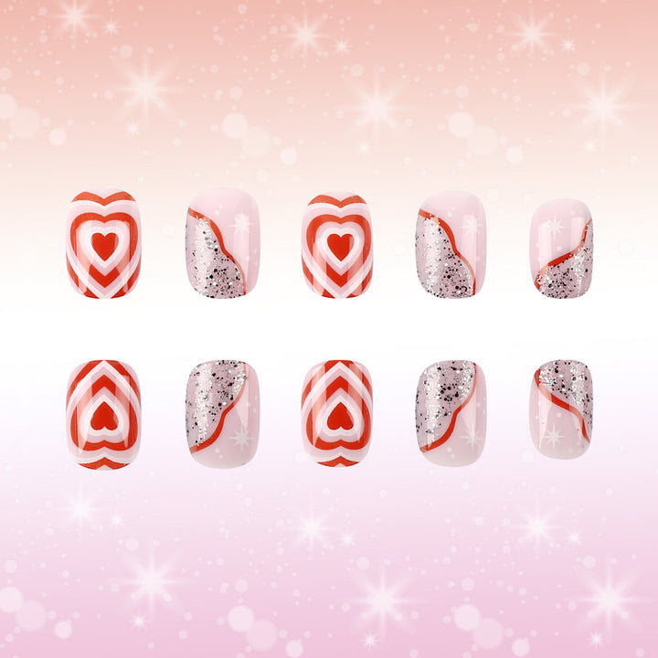 Heart-Themed Gel Nail Art Stornfield