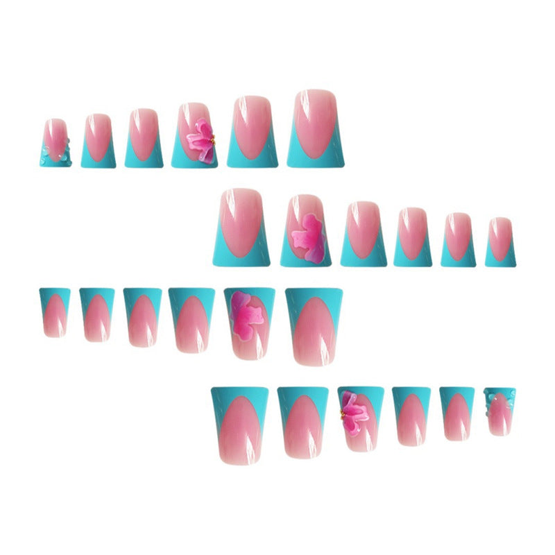 Artistic Press-On Nail Extensions with Floral Accents Stornfield
