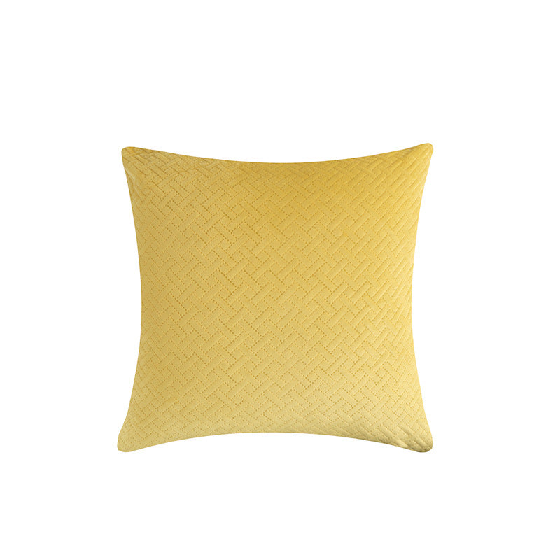 Quilted Herringbone-Texture Square Throw Pillow Cover with Hidden Zipper