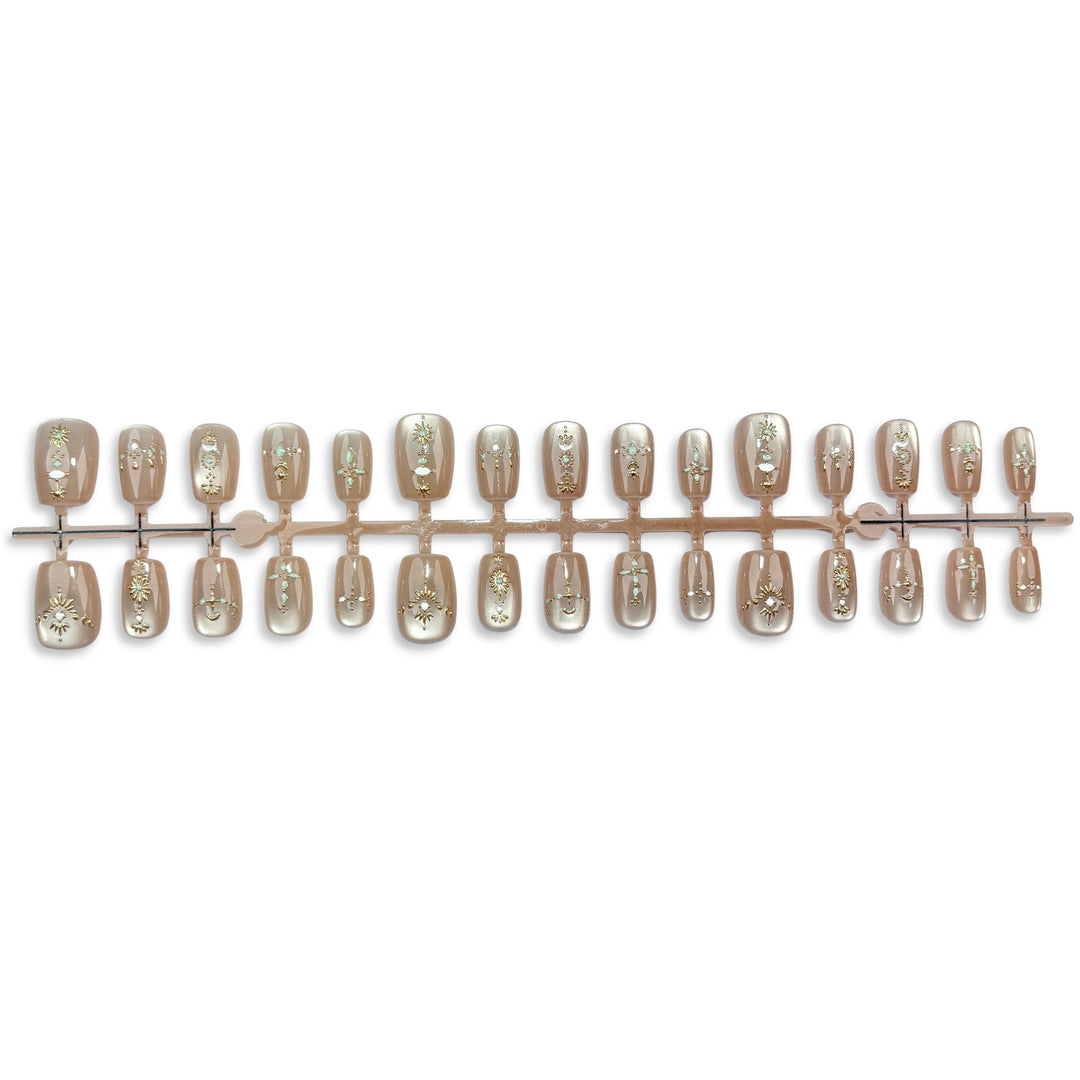 Decorative Press-On Nail Art Set with Elegant Designs