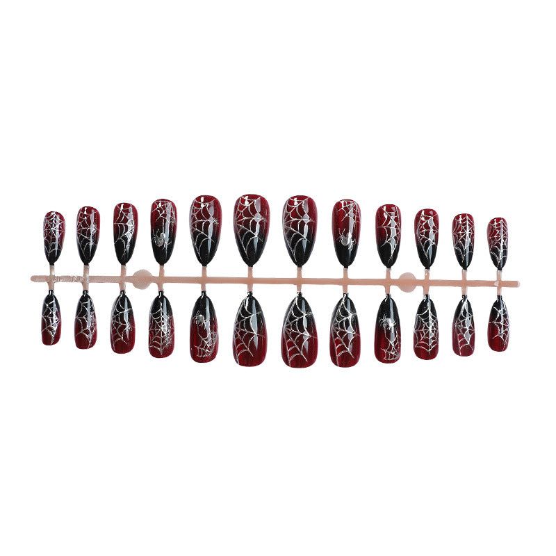 Gothic Spider Web Press-On Nail Art