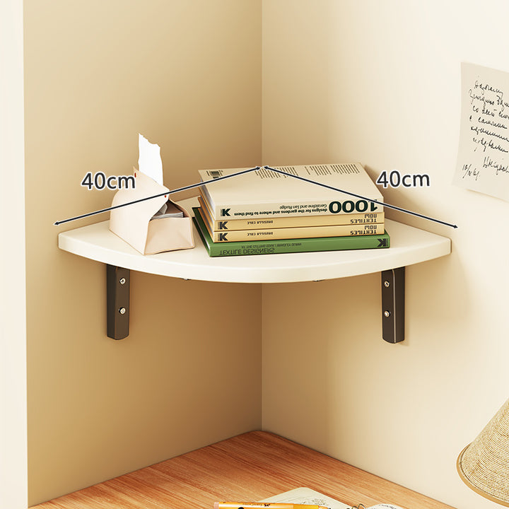 Solid Wood Corner Shelf with Metal Support Brackets