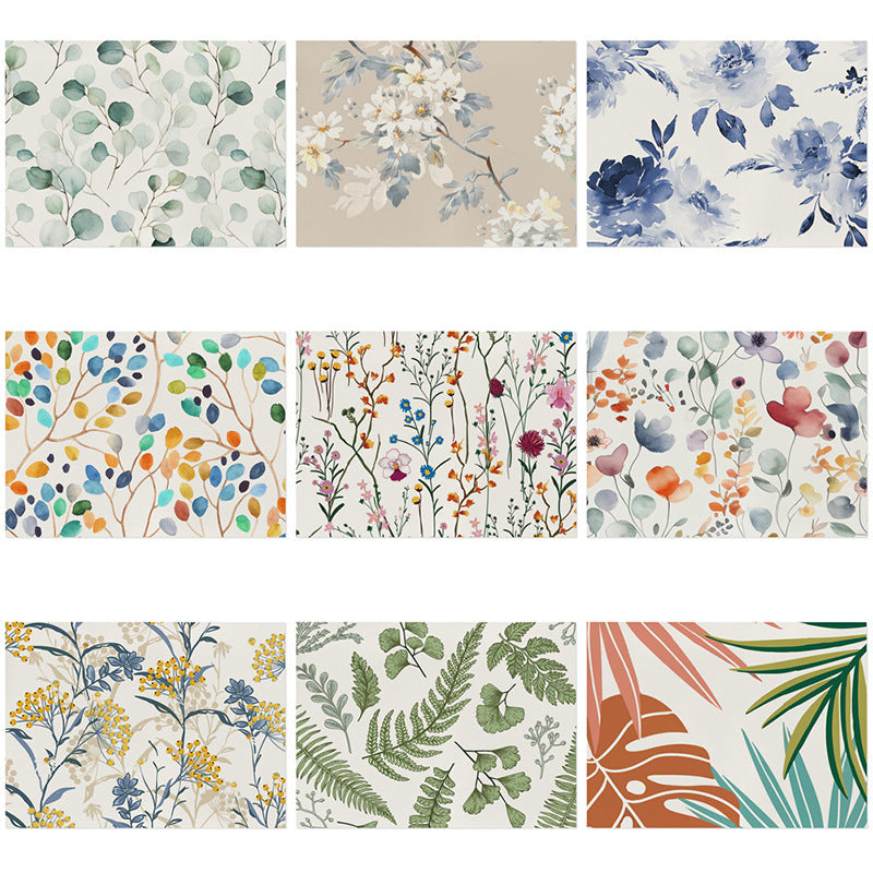 Botanical Printed Cotton-Linen Rectangular Dining Placemat with Non-Slip Backing