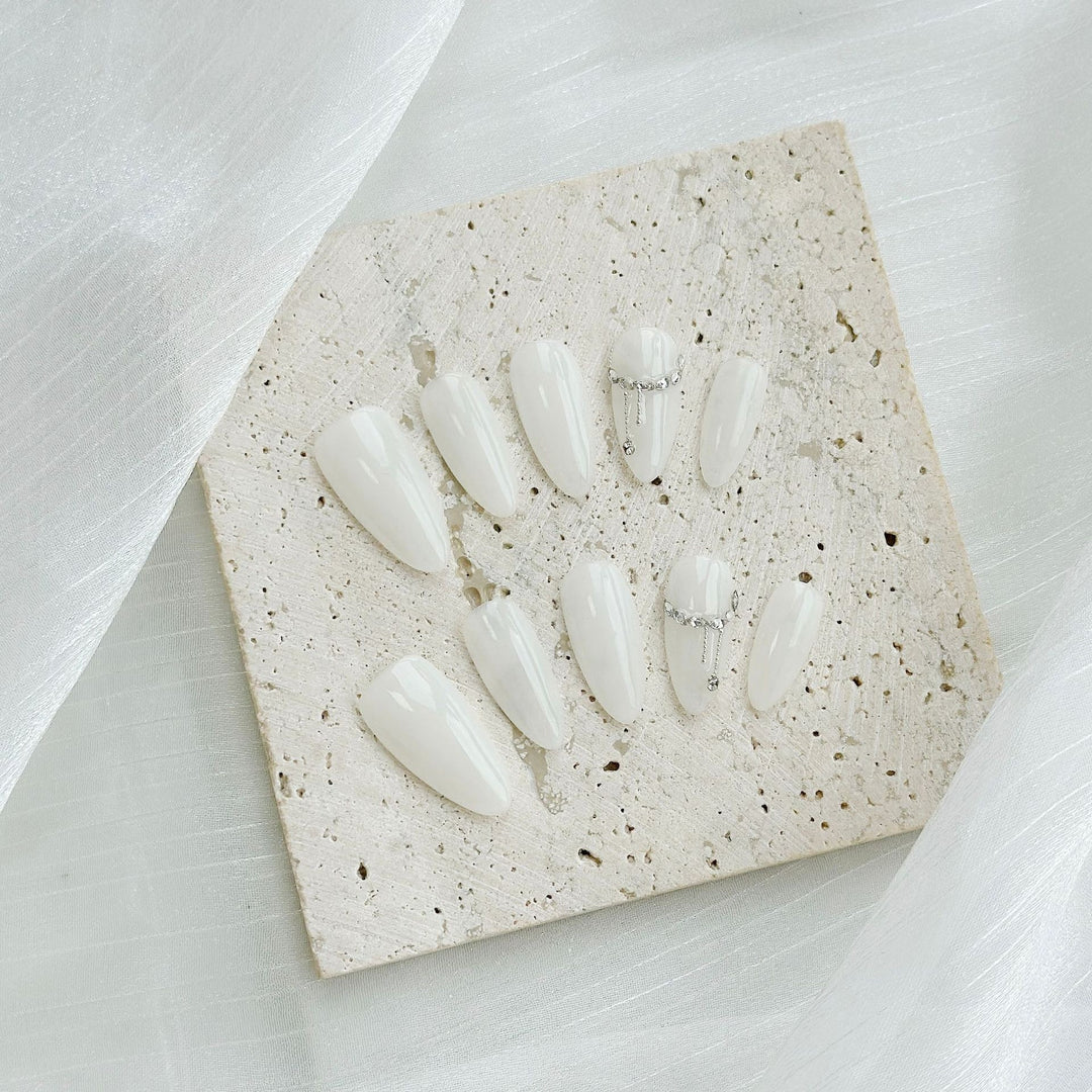 Luxury Stiletto Press-On Nails with Decorative Crystal Accents