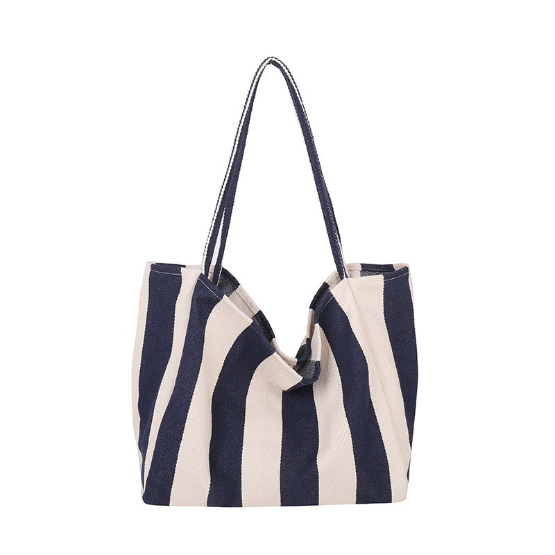 Spacious Striped Beach Tote