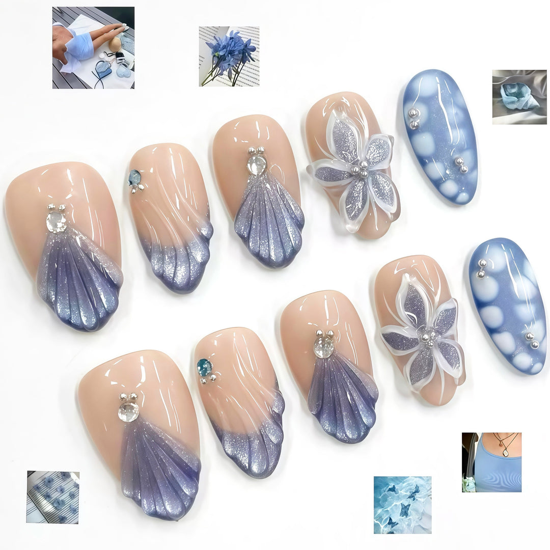 Floral Gem-Embellished Nail Art Set