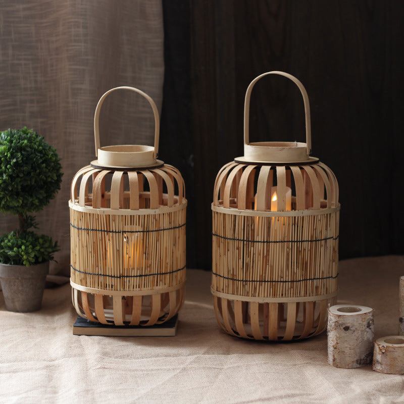 Handcrafted lantern made of bamboo and metal Stornfield