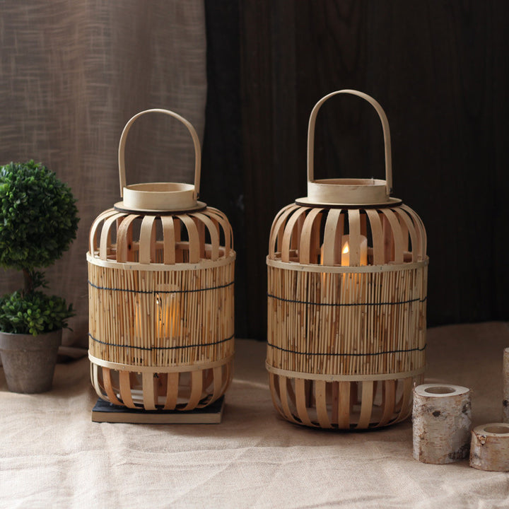 Handcrafted lantern made of bamboo and metal Stornfield