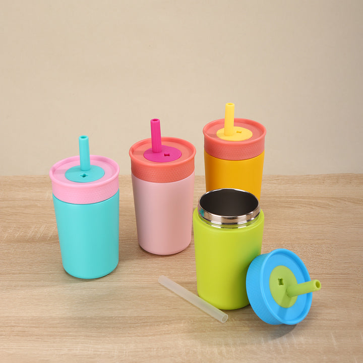 Ladies Insulated Drinking Bottle with Silicone Lid and Straw Stornfield