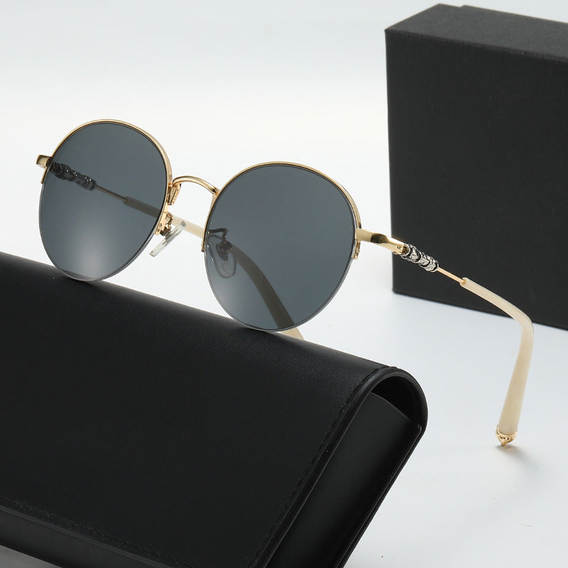 Women's round sunglasses with elegant metal frame and comfortable nose pads Stornfield