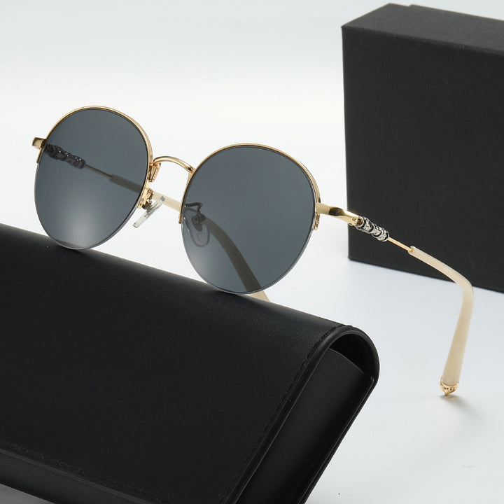 Women's round sunglasses with elegant metal frame and comfortable nose pads Stornfield