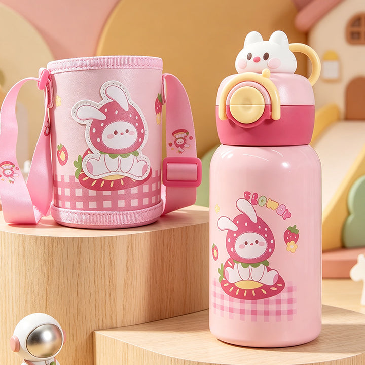 Women's insulated drinking bottle with cute dog design and practical carrying strap Stornfield