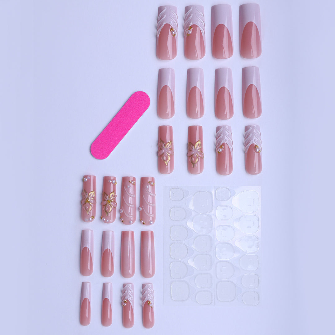Artificial nails with handcrafted floral accents Stornfield