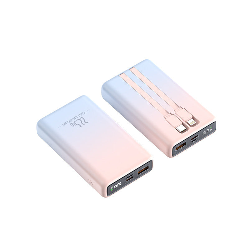 Portable power bank with integrated charging cable and digital charge level display Stornfield