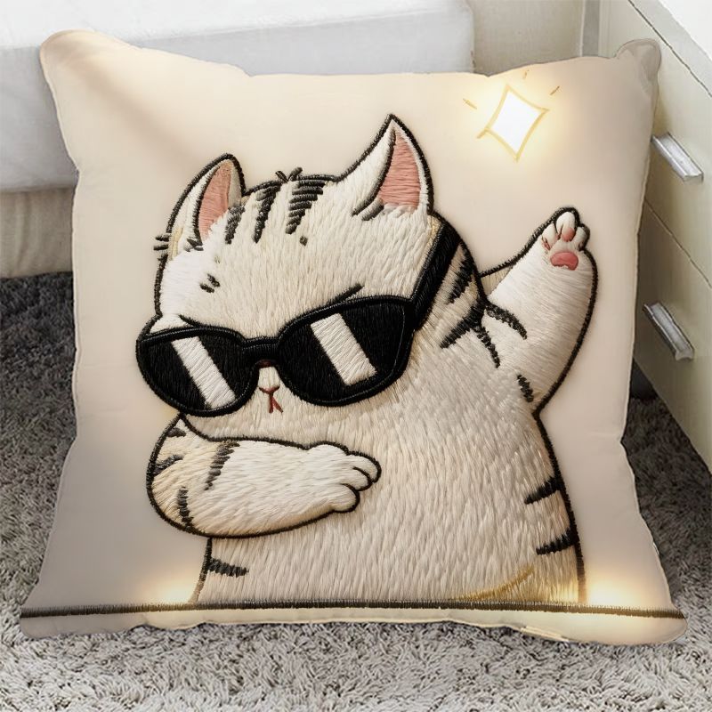 Cute Cat-Themed Decorative Cushion