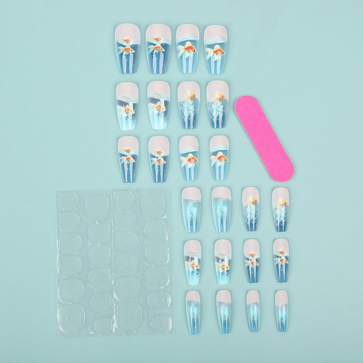 Creative artificial nails with underwater motif Stornfield