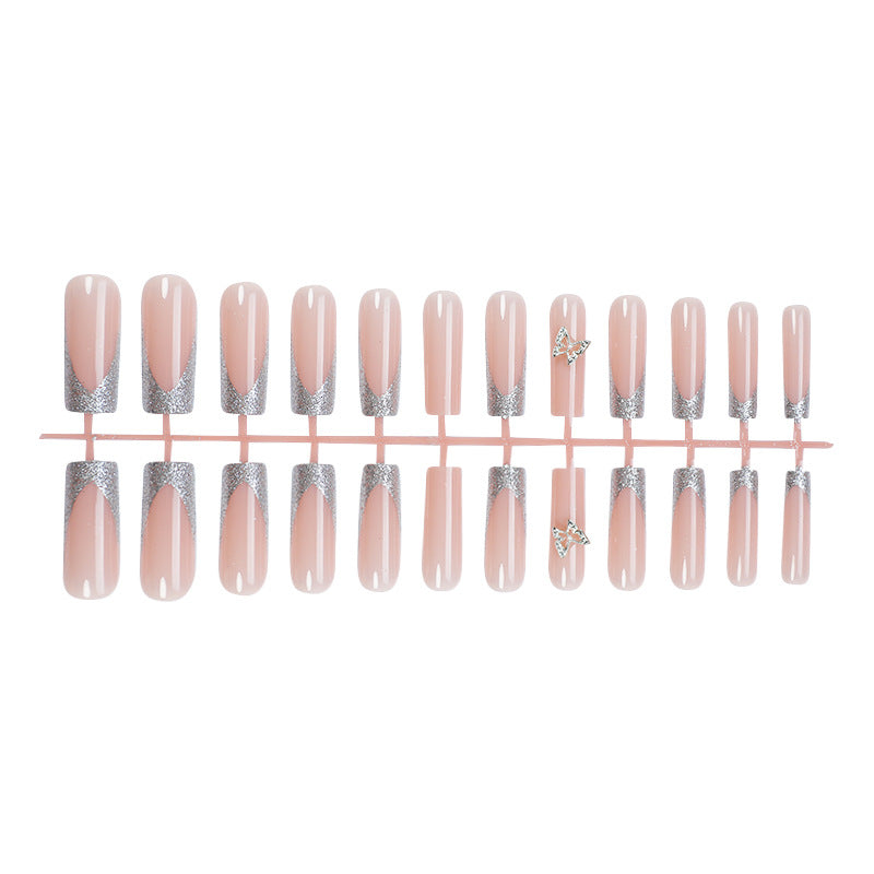 Elegant Silver Glitter Press-On Nail Set Stornfield