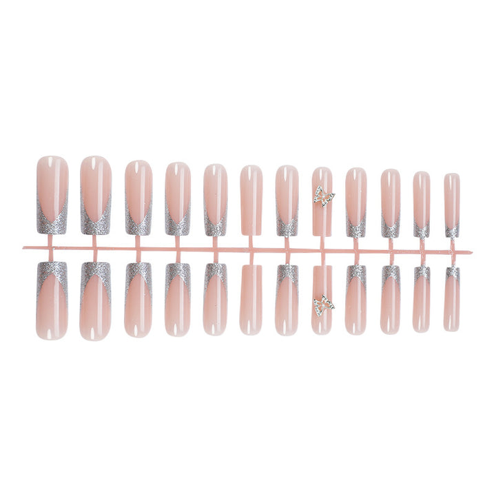 Elegant Silver Glitter Press-On Nail Set Stornfield