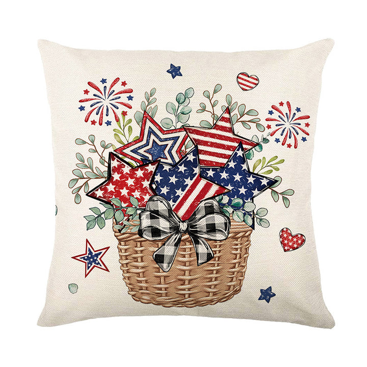 Patriotic Americana Cotton Linen Decorative Throw Pillow