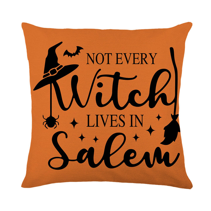 Halloween Decorative Cotton-Linen Throw Pillow Cover 'It's October Witches'