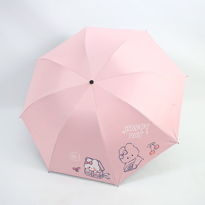 Ladies folding umbrella with playful design and cheerful Stornfield motif