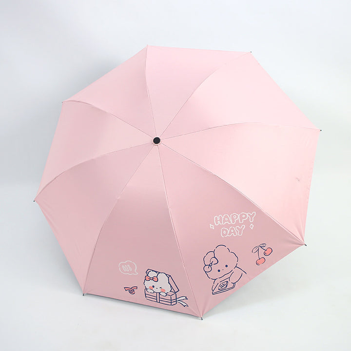 Ladies folding umbrella with playful design and cheerful Stornfield motif