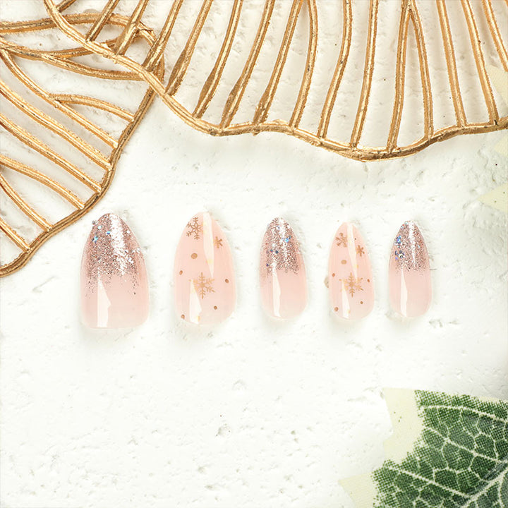 Elegant artificial nails with glitter and snowflake decor Stornfield