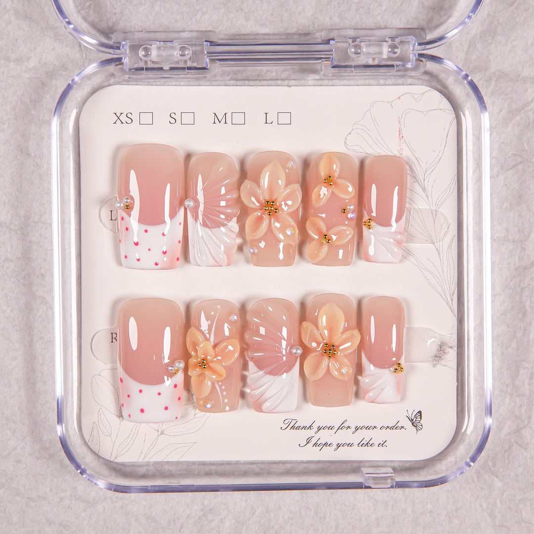 Artistic Floral Press-On Nails Set