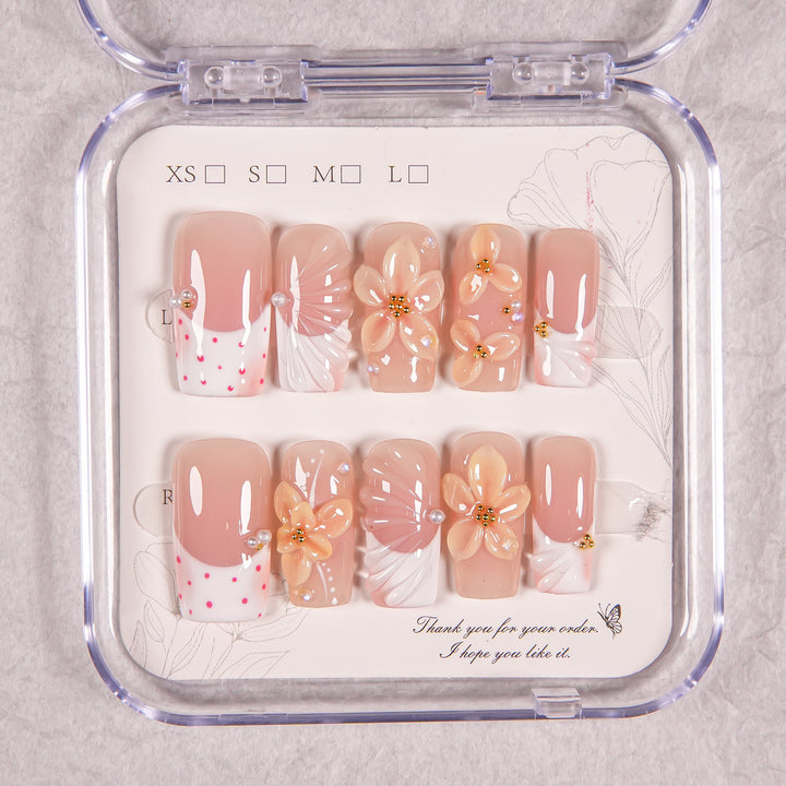 Artistic Floral Press-On Nails Set