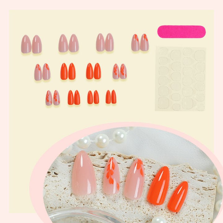 Artistic Press-On Nail Set with Seasonal Floral Designs Stornfield