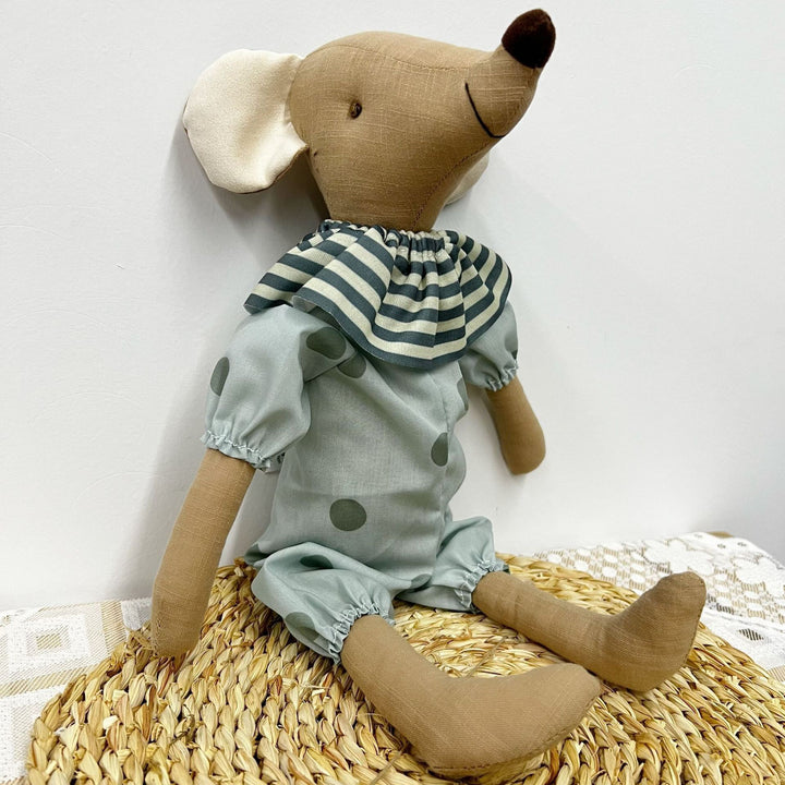 Long-Leg Organic Linen Bunny Doll with Embroidered Carrot Overalls