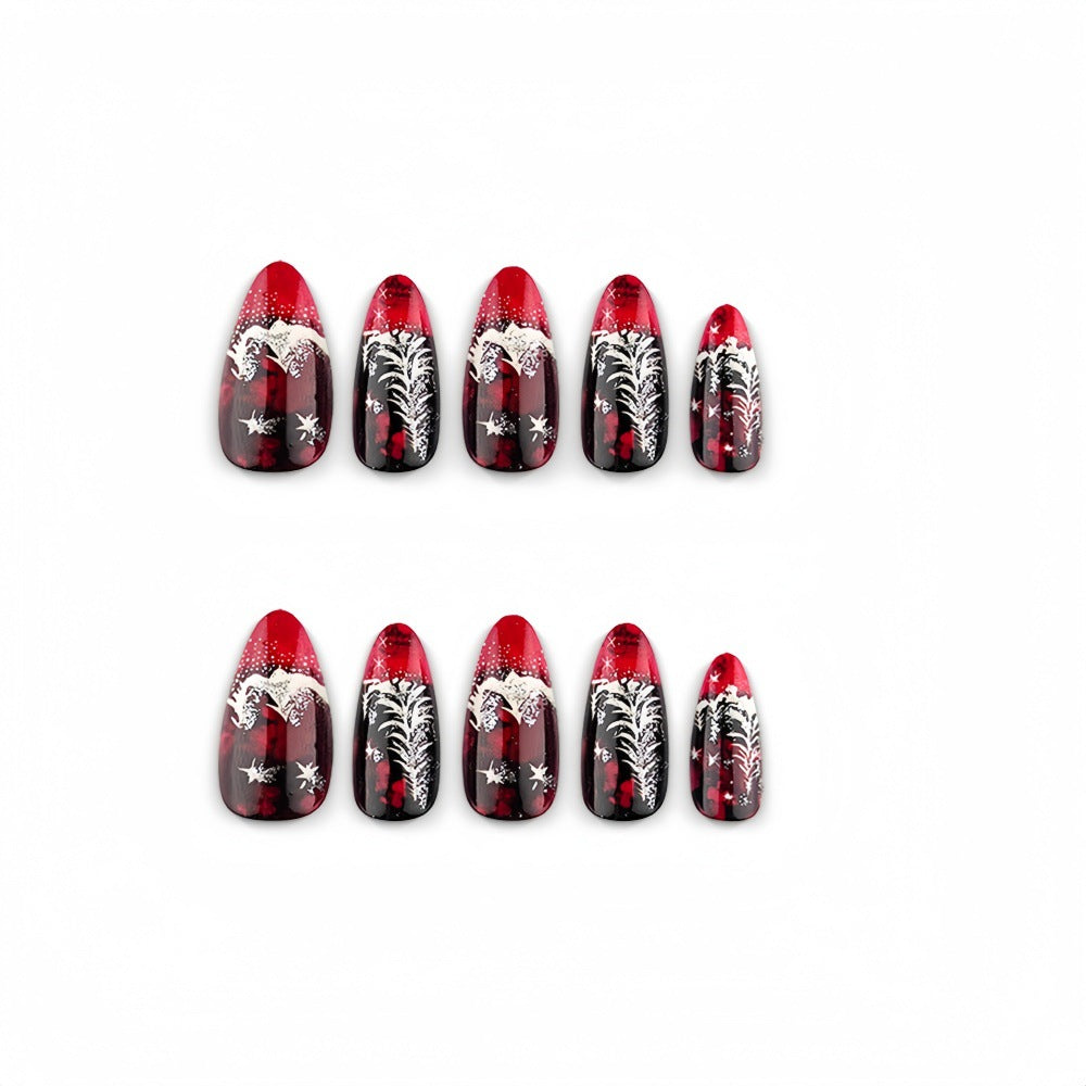 Artificial nails in elegant winter design with 3D Christmas tree motifs Stornfield