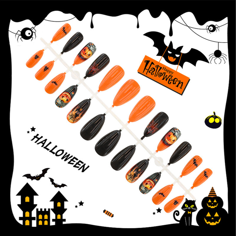 Halloween Artificial Nail Set with Creative Ghost and Pumpkin Designs Stornfield
