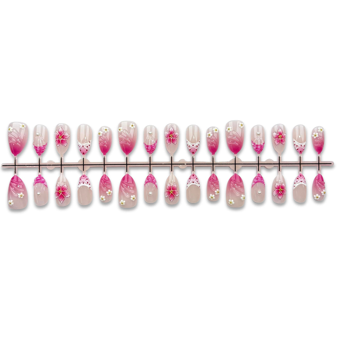 Decorative Floral Press-On Nail Set 1790745420