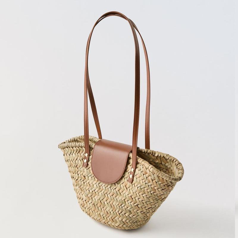 Handcrafted basket bag with leather flap Stornfield