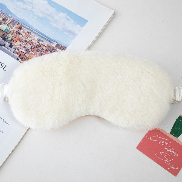 Women's fluffy ergonomic eye mask with adjustable satin band and soft faux fur cover Stornfield