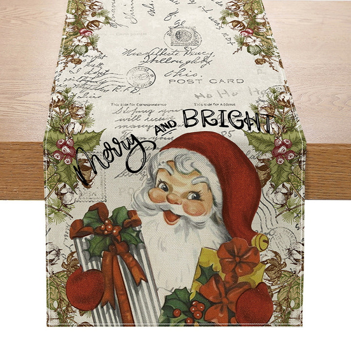 Botanical Watercolor Cotton-Linen Table Runner with Durable Hem