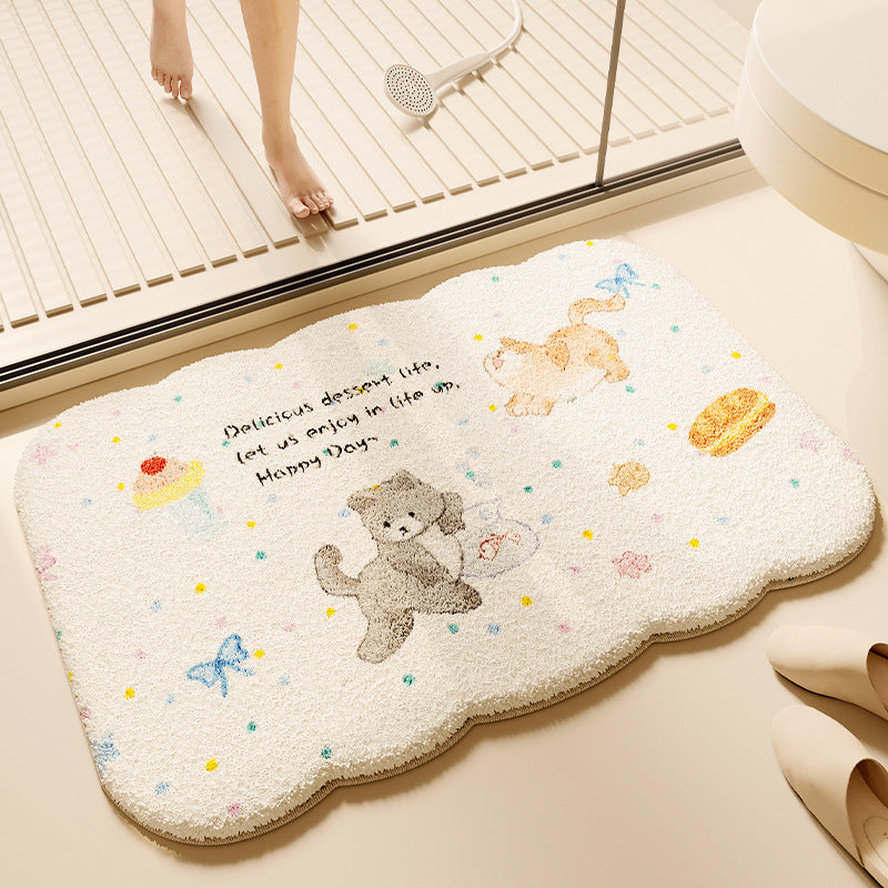 Decorative Plush Bath Mat for Bathroom
