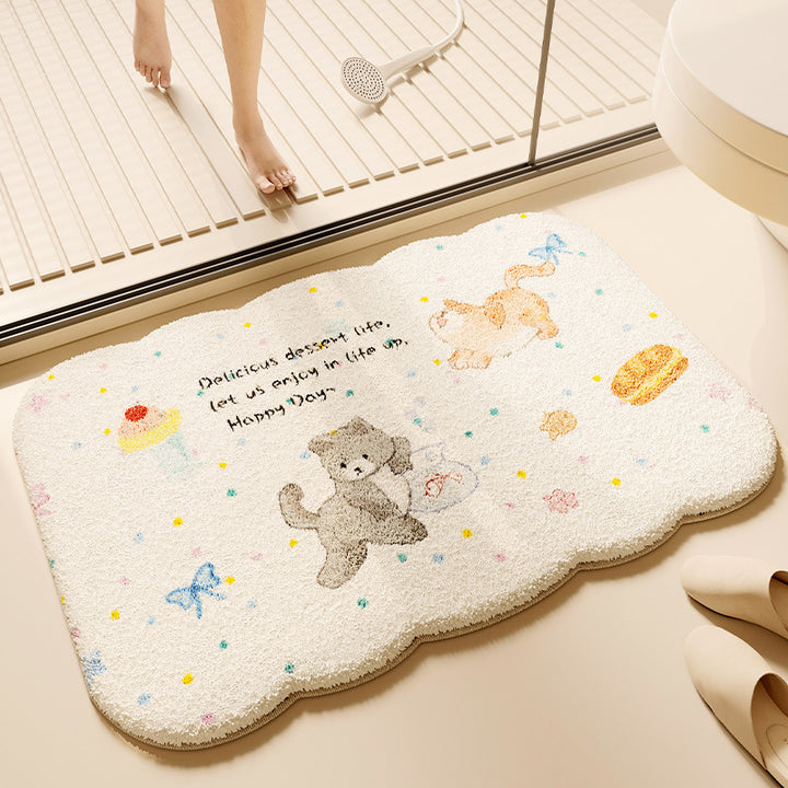 Decorative Plush Bath Mat for Bathroom