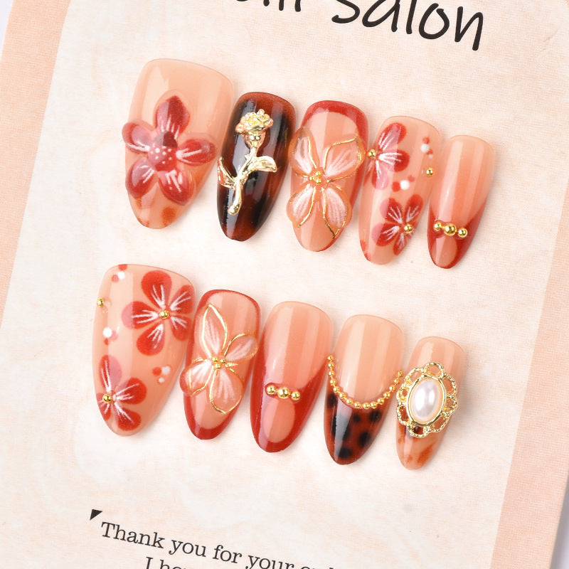 Luxury artificial nails with floral decorations Stornfield