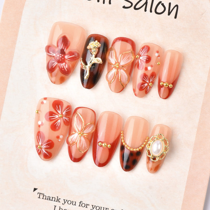 Luxury artificial nails with floral decorations Stornfield
