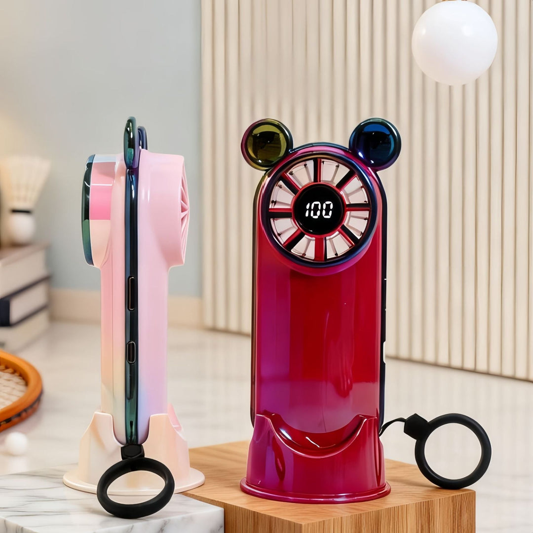 Women's Portable Mini Fan with Digital Display and Animal Ears Stornfield