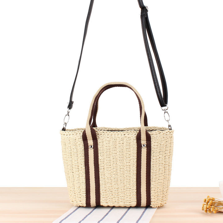 Handbag Made of Braided Natural Material with Removable Leather Strap Stornfield