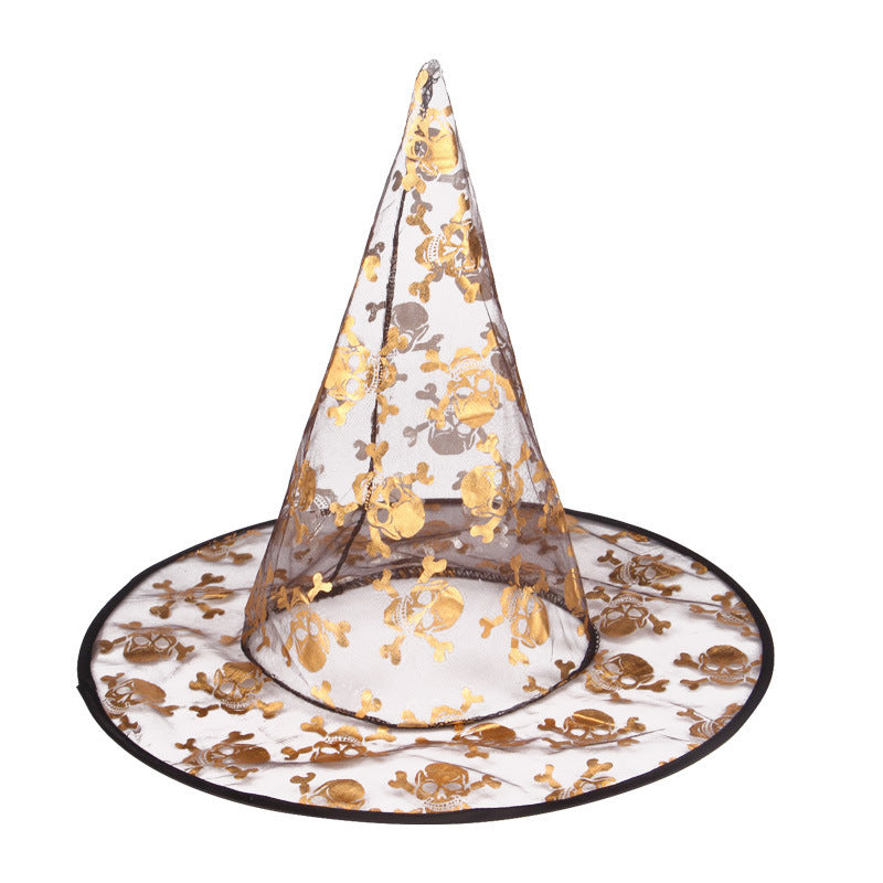 Halloween Themed Witch Hat with Decorative Patterns