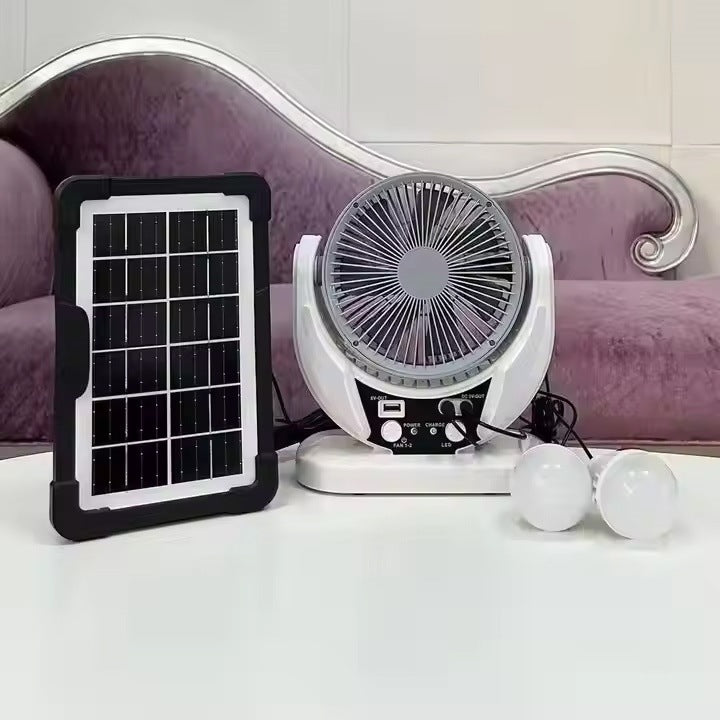 Women's solar-powered fan with LED lights and USB charging function Stornfield