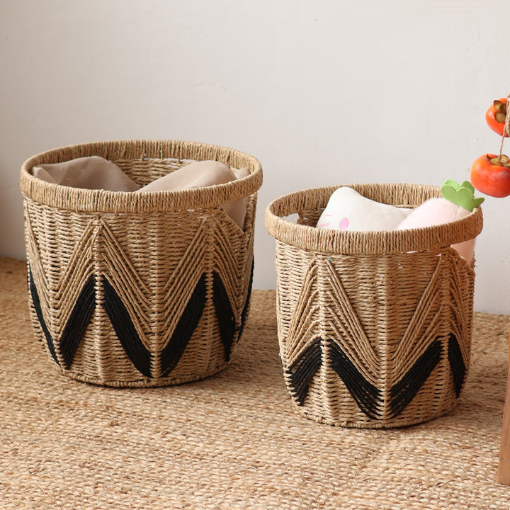 Decorative basket with graphic pattern Stornfield