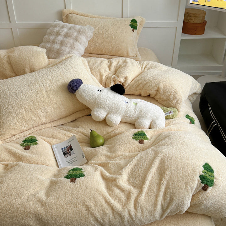 Plush Sherpa Comforter and Decorative Pillowcase Set