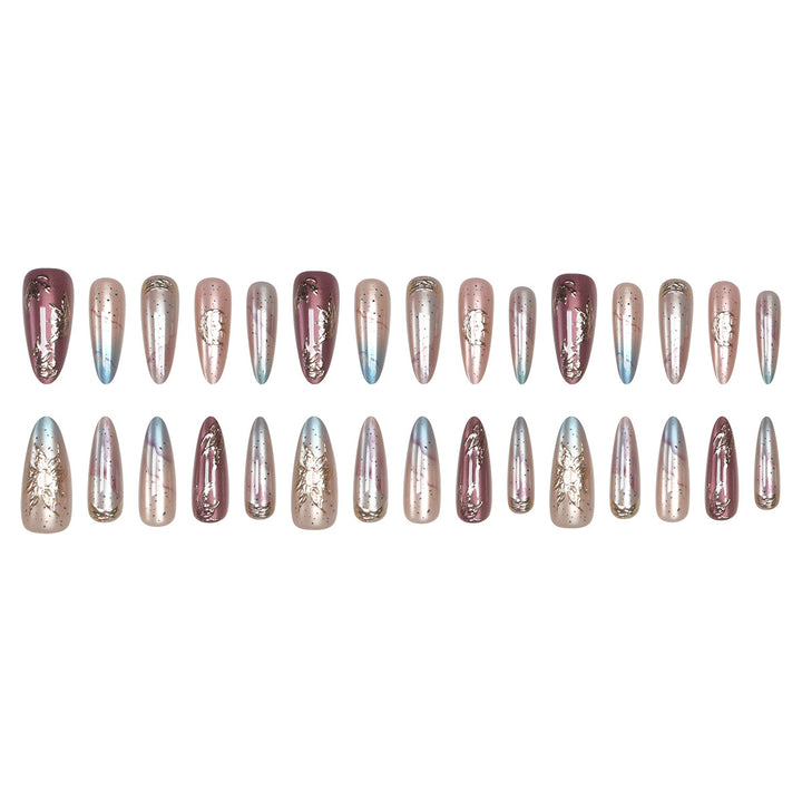 Elegant Stiletto Press-On Nail Set with Metallic Accents Stornfield
