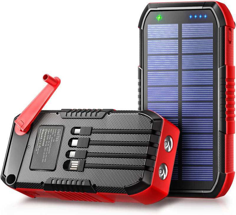 Portable power bank with solar charging and integrated LED light Stornfield